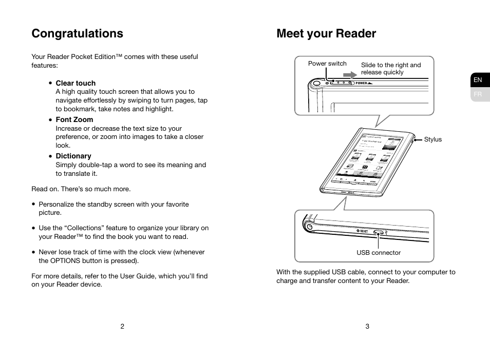 Meet your reader | Sony PRS-350 Manuel d'utilisation | Page 2 / 8