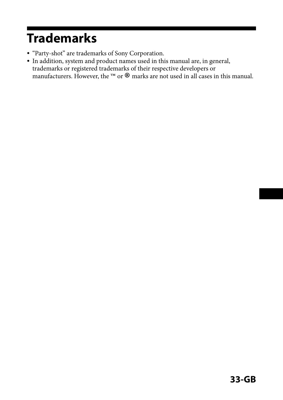 Trademarks | Sony IPT-DS1 Manuel d'utilisation | Page 69 / 131