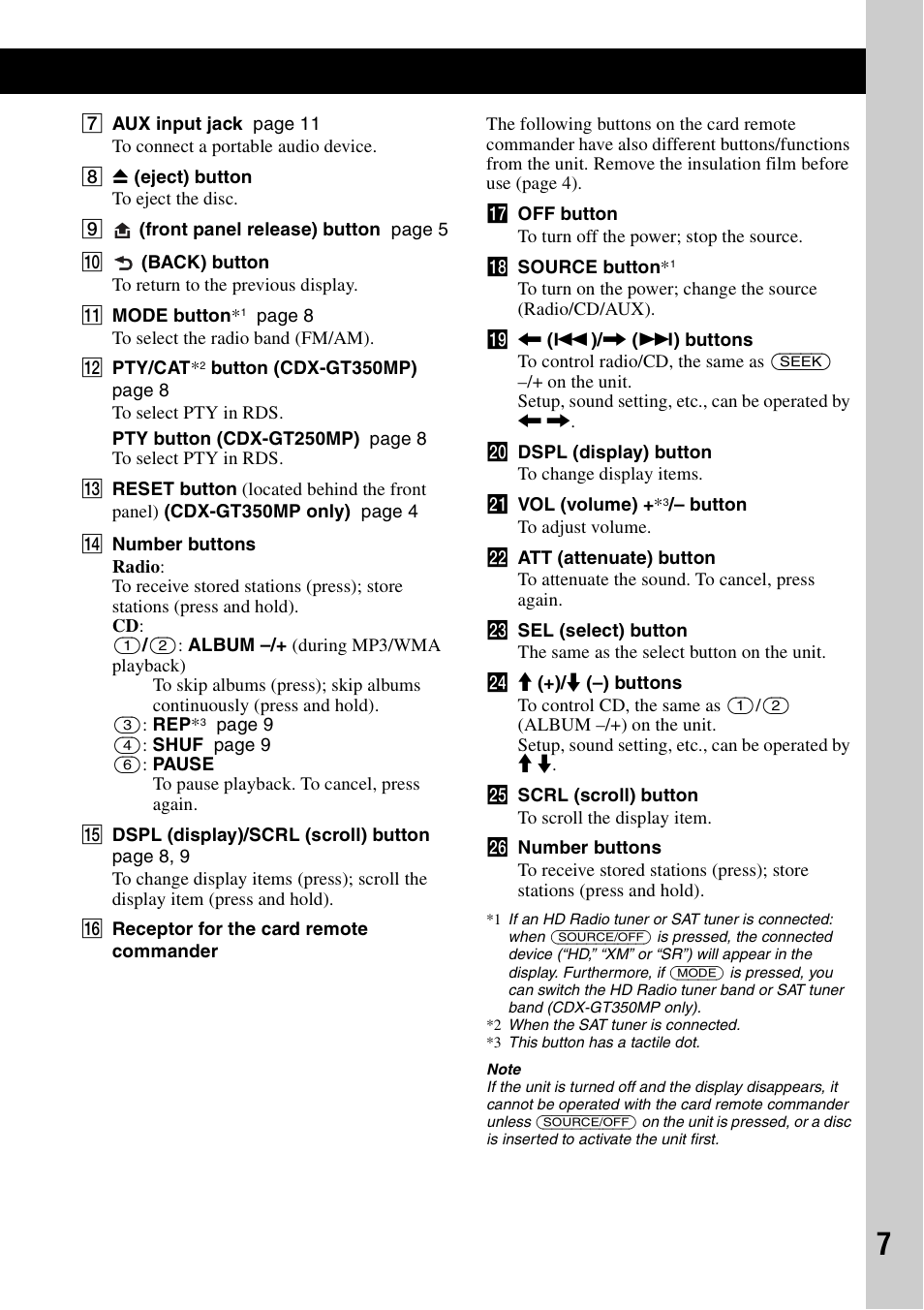 Sony CDX-GT250MP Manuel d'utilisation | Page 7 / 36