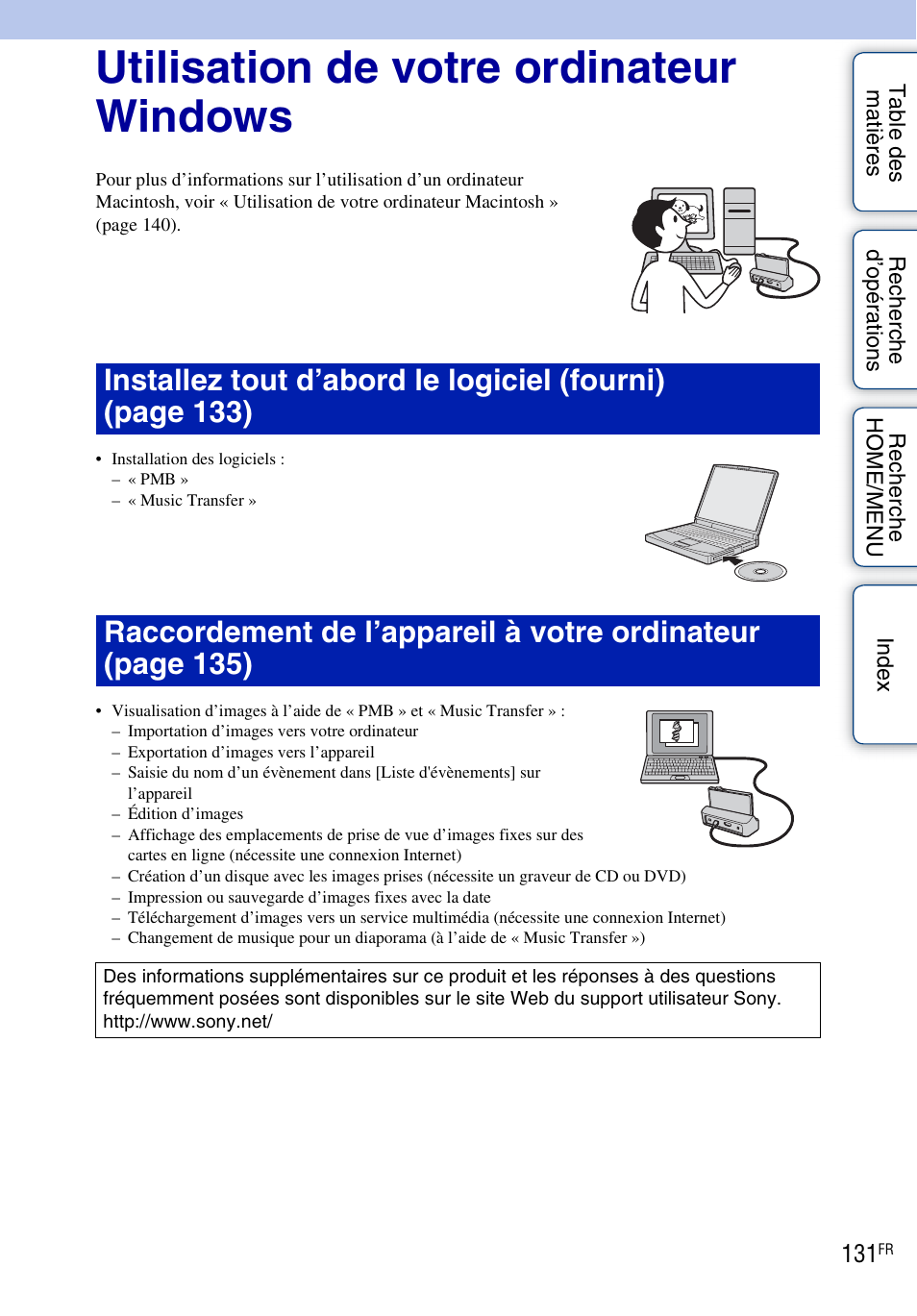 Utilisation de votre ordinateur windows | Sony DSC-T900 Manuel d'utilisation | Page 131 / 171
