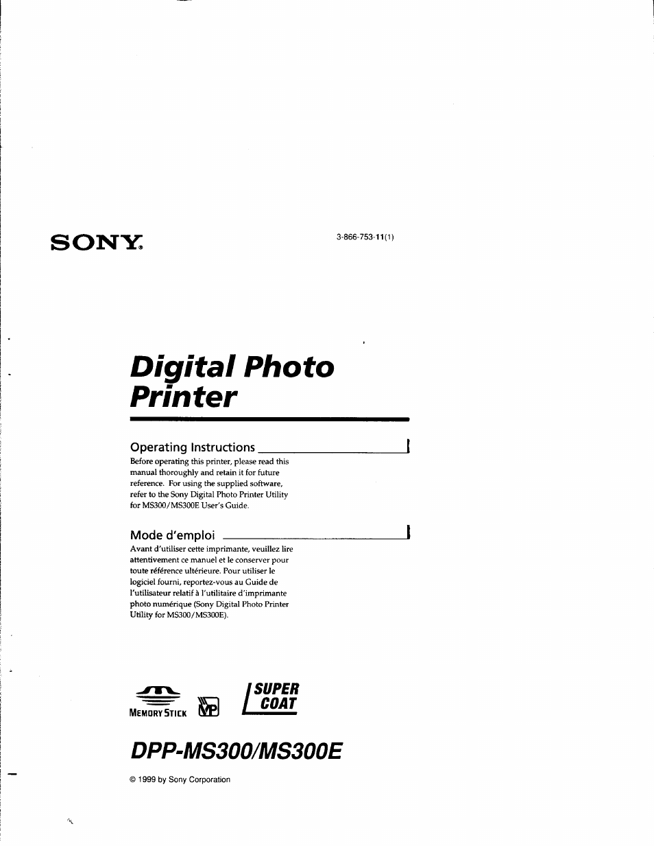 Sony DPP-MS300 Manuel d'utilisation | Pages: 111