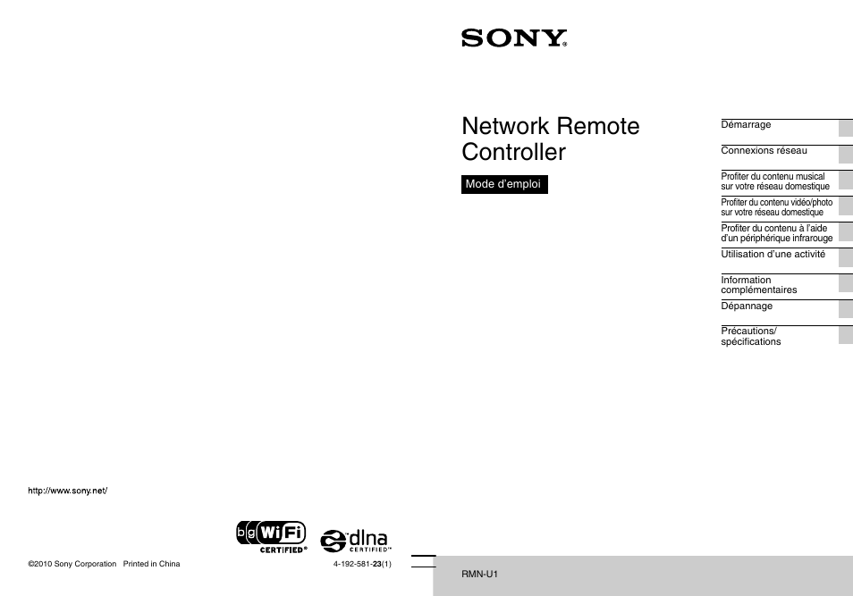 Sony RMN-U1 Manuel d'utilisation | Pages: 115