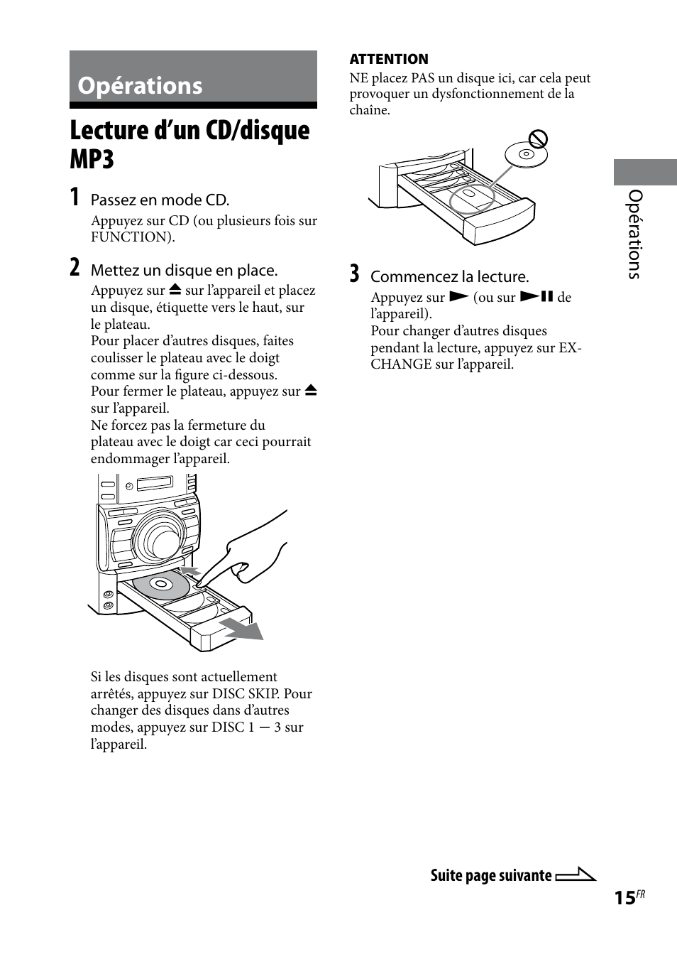 Opérations, Lecture d’un cd/disque mp3 | Sony MHC-EC69 Manuel d'utilisation | Page 15 / 44