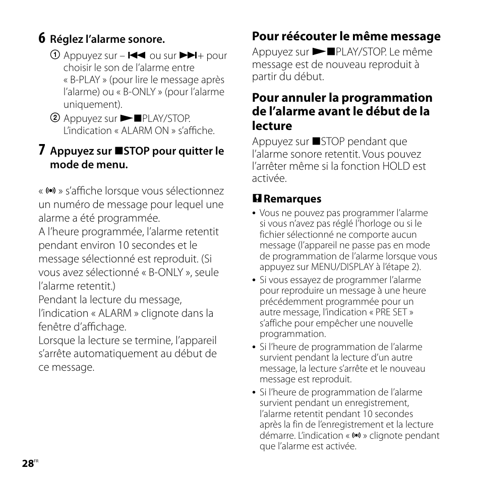 Pour réécouter le même message | Sony ICD-P520 Manuel d'utilisation | Page 28 / 56