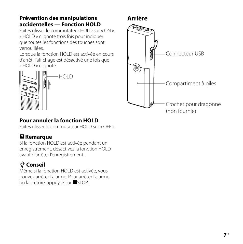 Arrière | Sony ICD-P520 Manuel d'utilisation | Page 7 / 56