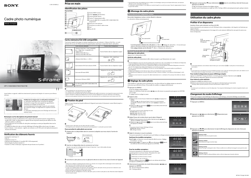 Sony DPF-C800 Manuel d'utilisation | Pages: 2