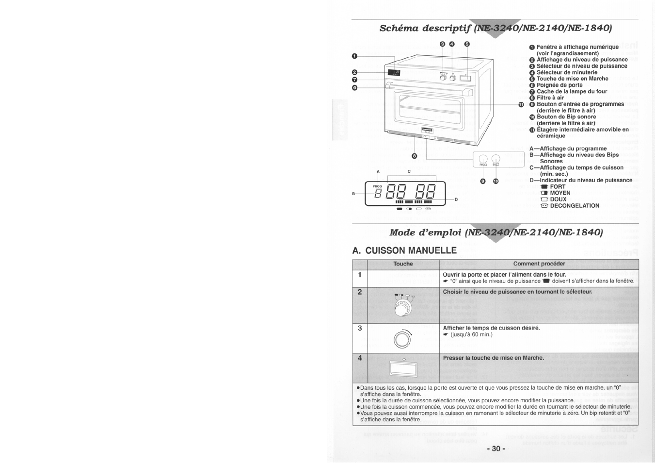 A. cuisson manuelle | Panasonic NE1880 Manuel d'utilisation | Page 4 / 18