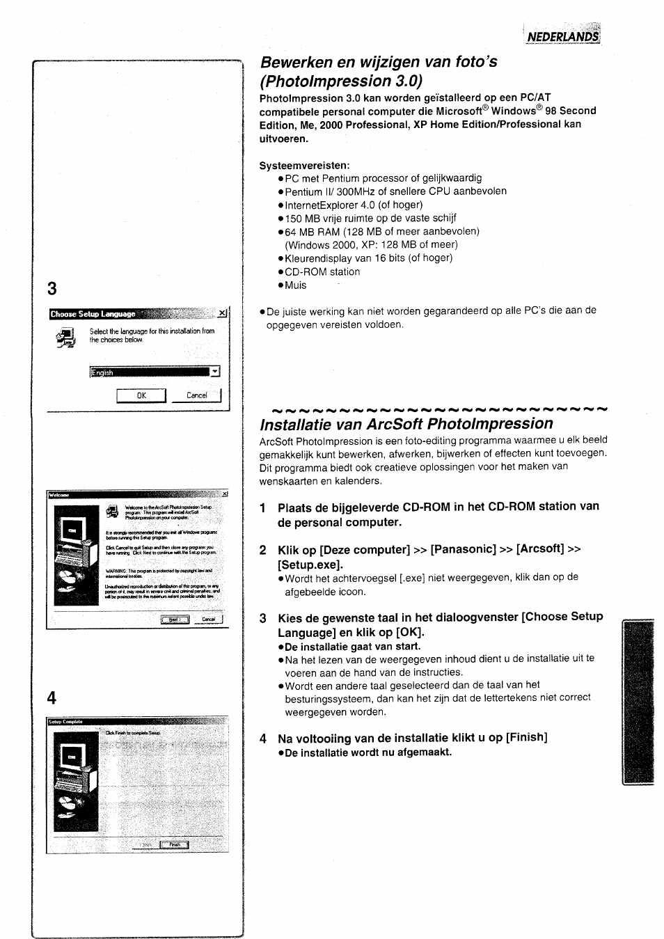 Systeemvereisten, Installatie van arcsoft photoimpression | Panasonic USBKit Manuel d'utilisation | Page 23 / 29