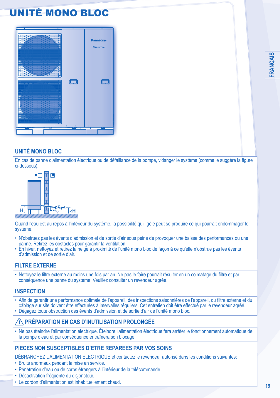 Unité mono bloc | Panasonic WHMDC12C6E5 Manuel d'utilisation | Page 9 / 12