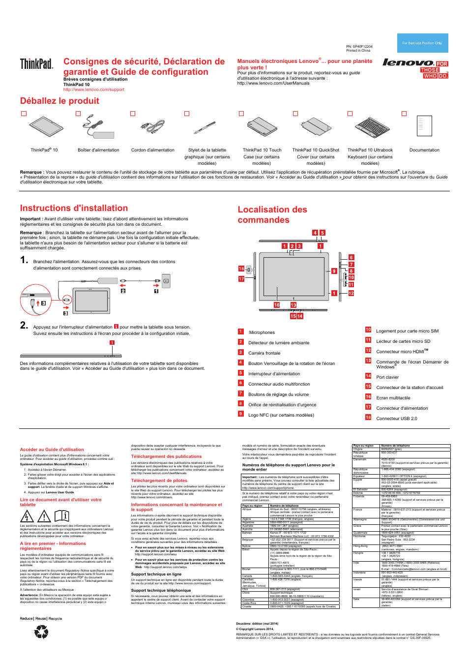 Lenovo ThinkPad 10 Manuel d'utilisation | Pages: 2