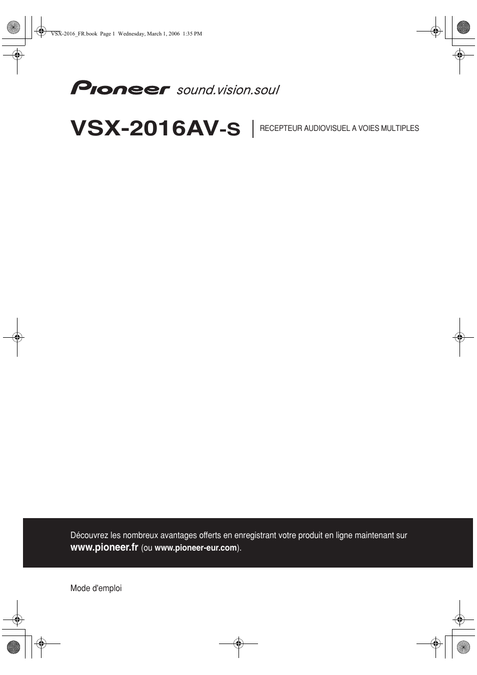 Pioneer VSX-2016AV-S Manuel d'utilisation | Pages: 79