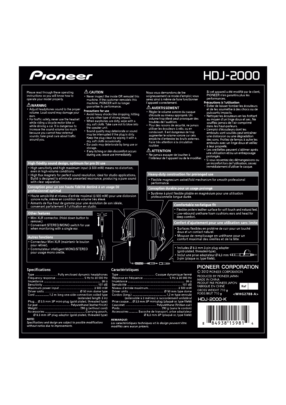 Pioneer HDJ-2000 Manuel d'utilisation | Pages: 1