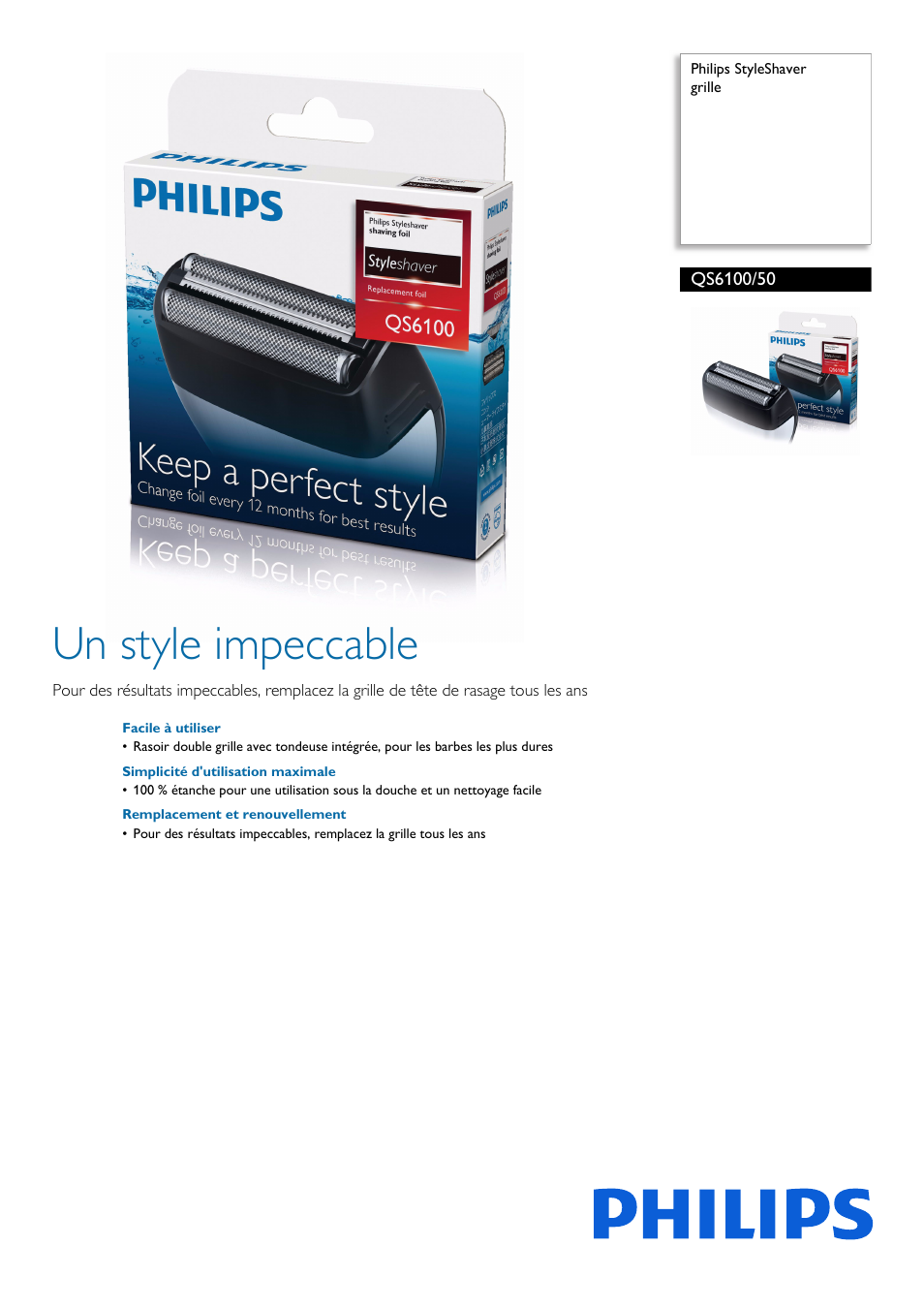 Philips StyleShaver grille Manuel d'utilisation | Pages: 2