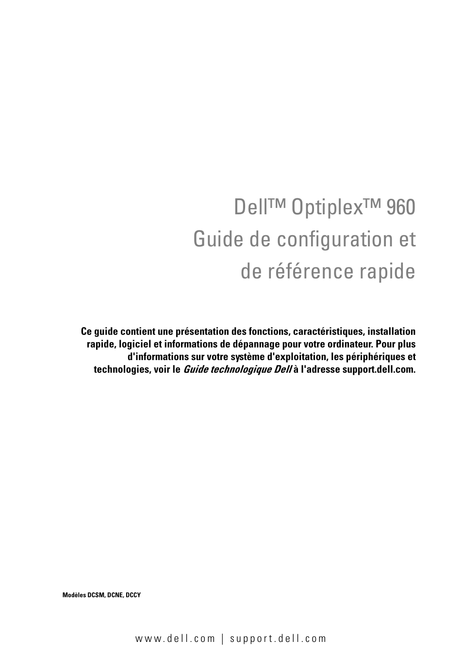 Dell OptiPlex 960 (Late 2008) Manuel d'utilisation | Pages: 74