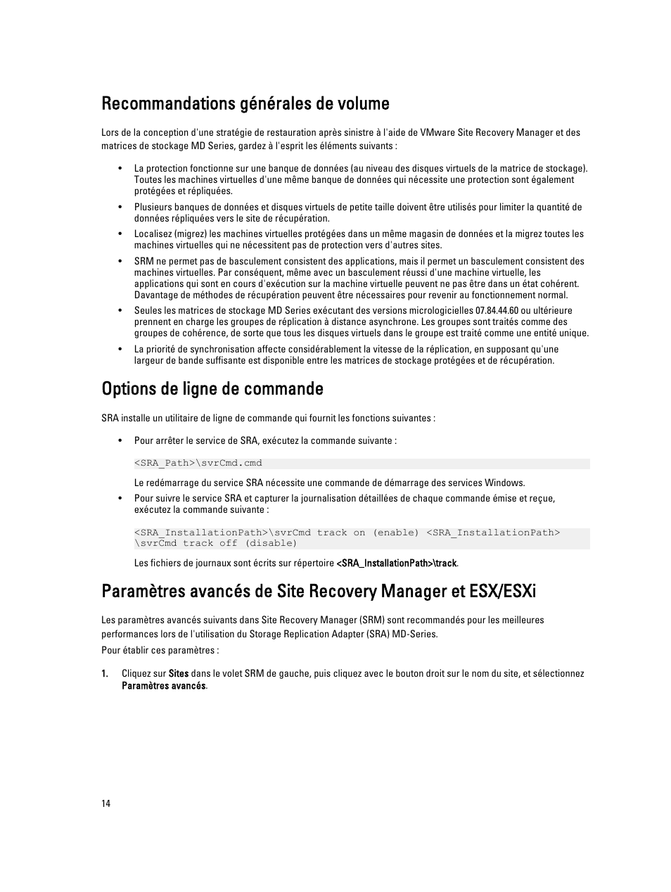 Recommandations générales de volume, Options de ligne de commande | Dell PowerVault MD3200i Manuel d'utilisation | Page 14 / 22