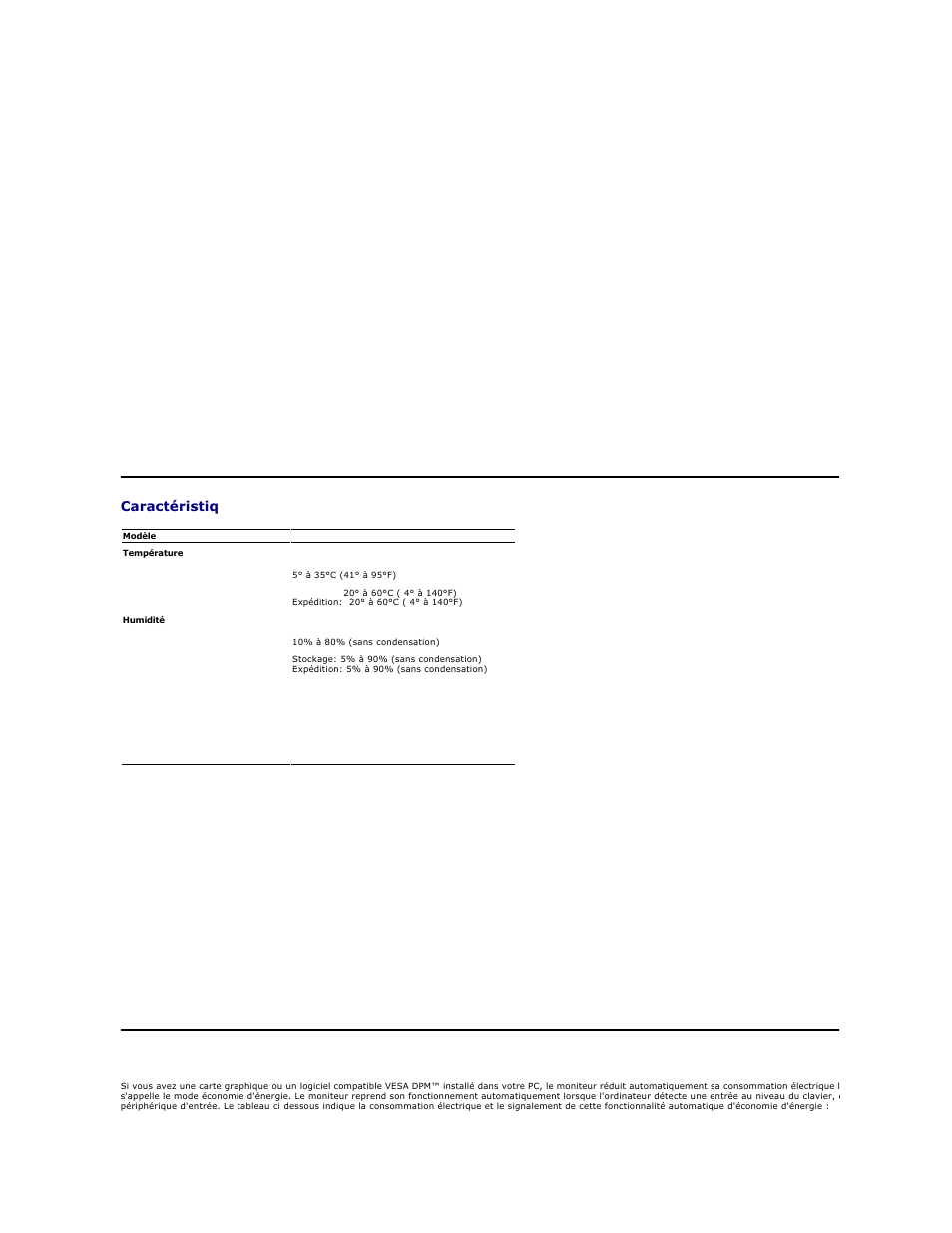 Caractéristiq ues environnementales, Modes de gestion d'energie | Dell AW2210 Monitor Manuel d'utilisation | Page 8 / 31