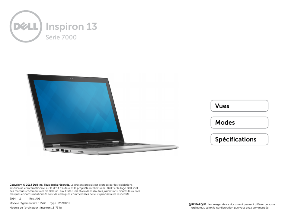 Dell Inspiron 13 7000 Series 2-in-1(7348, Early 2015) Manuel d'utilisation | Pages: 24