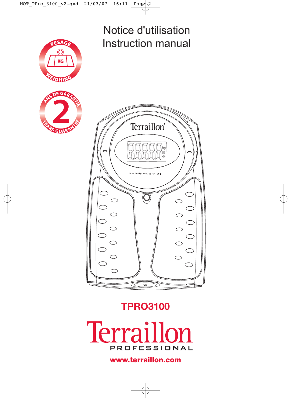 Terraillon TPRO 3100 Manuel d'utilisation | Pages: 7