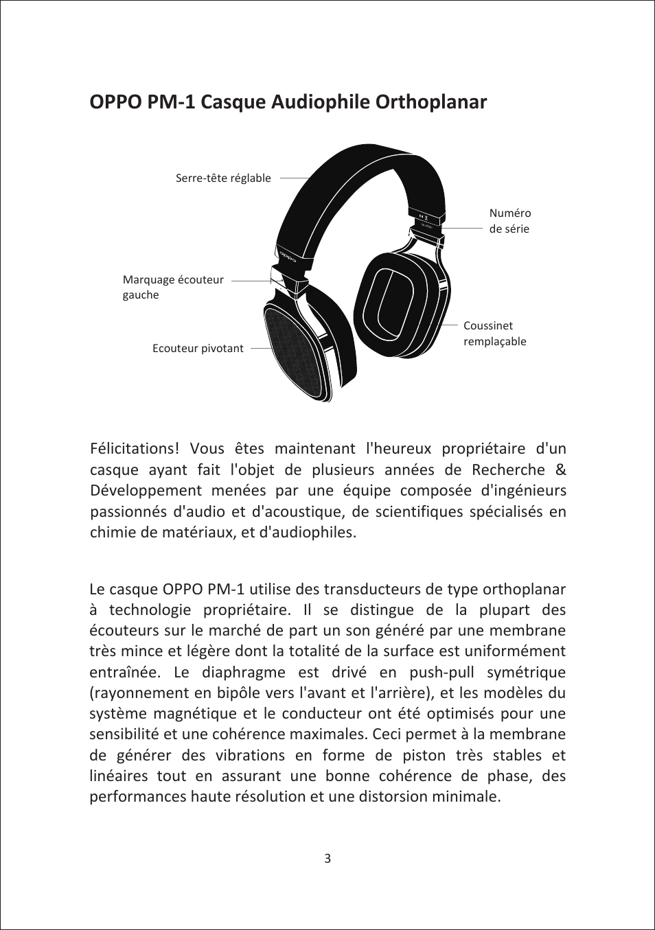 Oppo pm-1 casque audiophile orthoplanar | Oppo PM-1 Manuel d'utilisation | Page 5 / 11