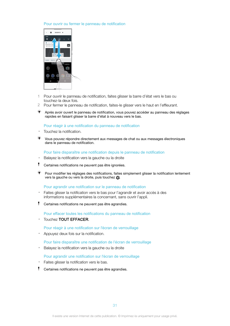Sony Xperia XA1 Manuel d'utilisation | Page 31 / 139