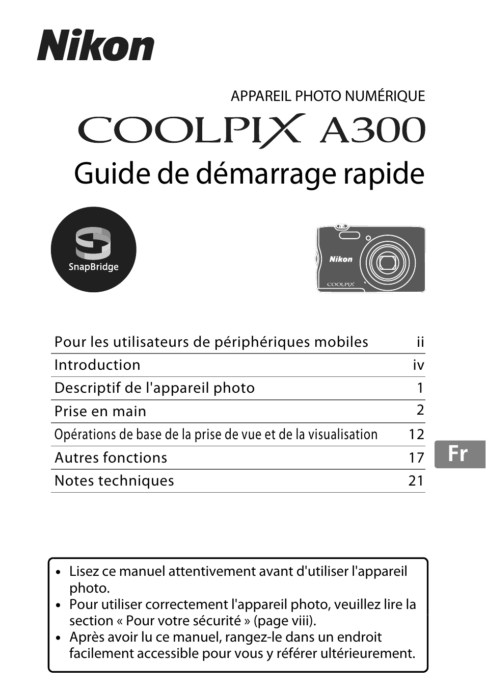 Nikon Coolpix A300 Manuel d'utilisation | Pages: 44